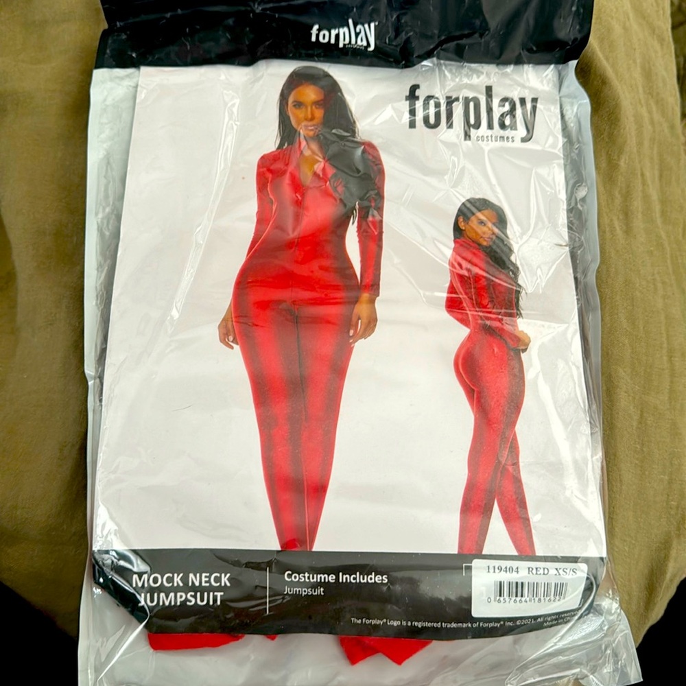 Red jumpsuit costume.